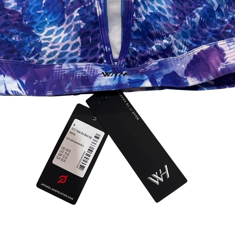 Peloton Womens Sports Bra Small High Neck Keyhole Abstract Print Athletic Yoga - Picture 8 of 11